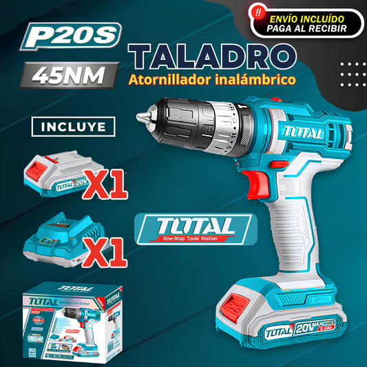 TALADRO ATORNILLADOR 3/8 20V, MARCA TOTAL, USO INDUSTRIAL