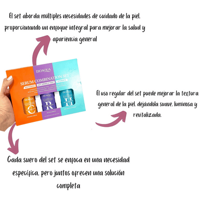 KIT X3 SERUM VITAMINA C+ RETINOL+ ÁCIDO HIALURONICO