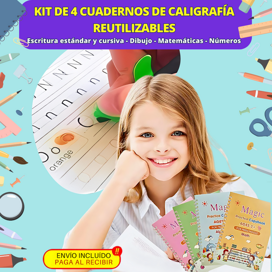 SET DE 4 CUADERNOS DE CALIGRAFIA